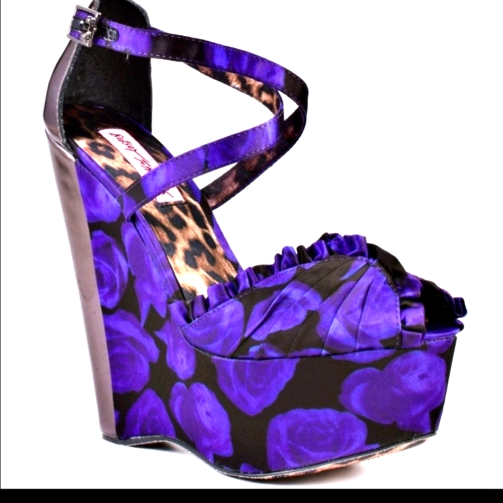 Betsey Johnson purple floral wedge